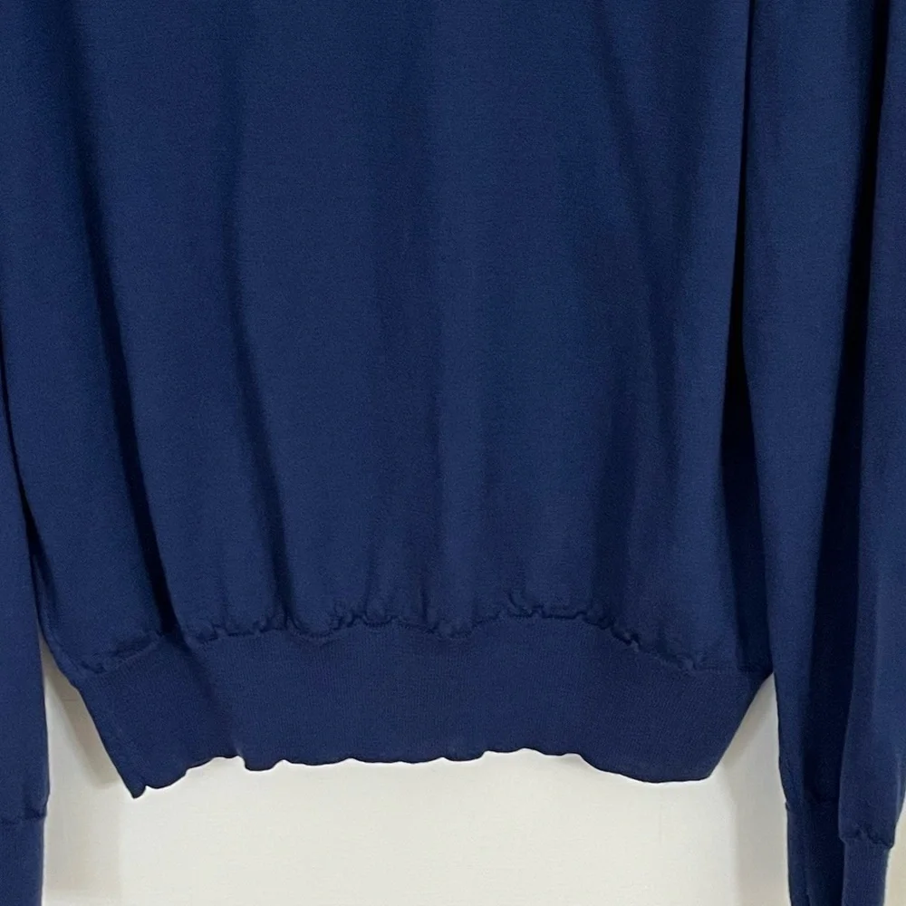 BROOKS BROTHERS 100% Merino Wool V-Neck Sweater Blue Mens XL Preppy Academia